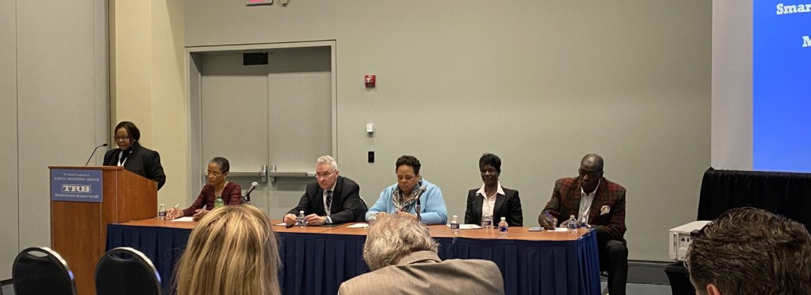 Panel of speakers presenting at an MWDBE compliance session